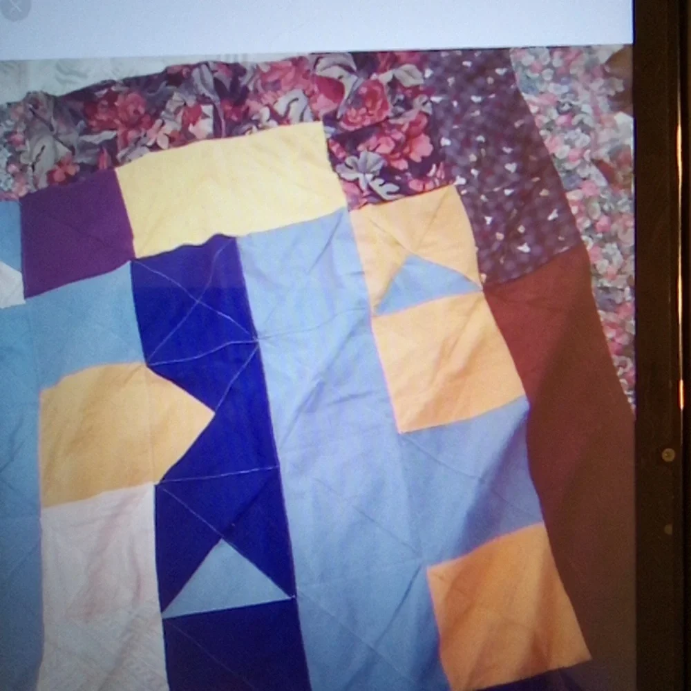 Colorful Patchwork Quilt (REVERSIBLE HANDMADE MULTICOLOR PREOWED SIZE 64 X 58